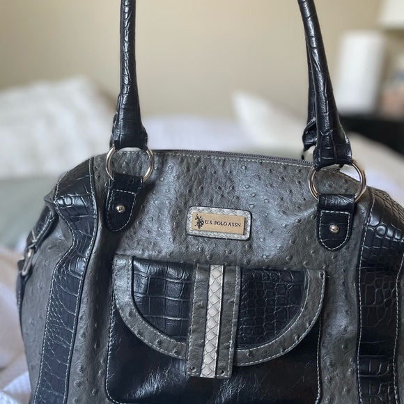 Vintage Y2K U.S POLO purse. NWOT black and grey  shoulder bag old money style - Picture 1 of 6